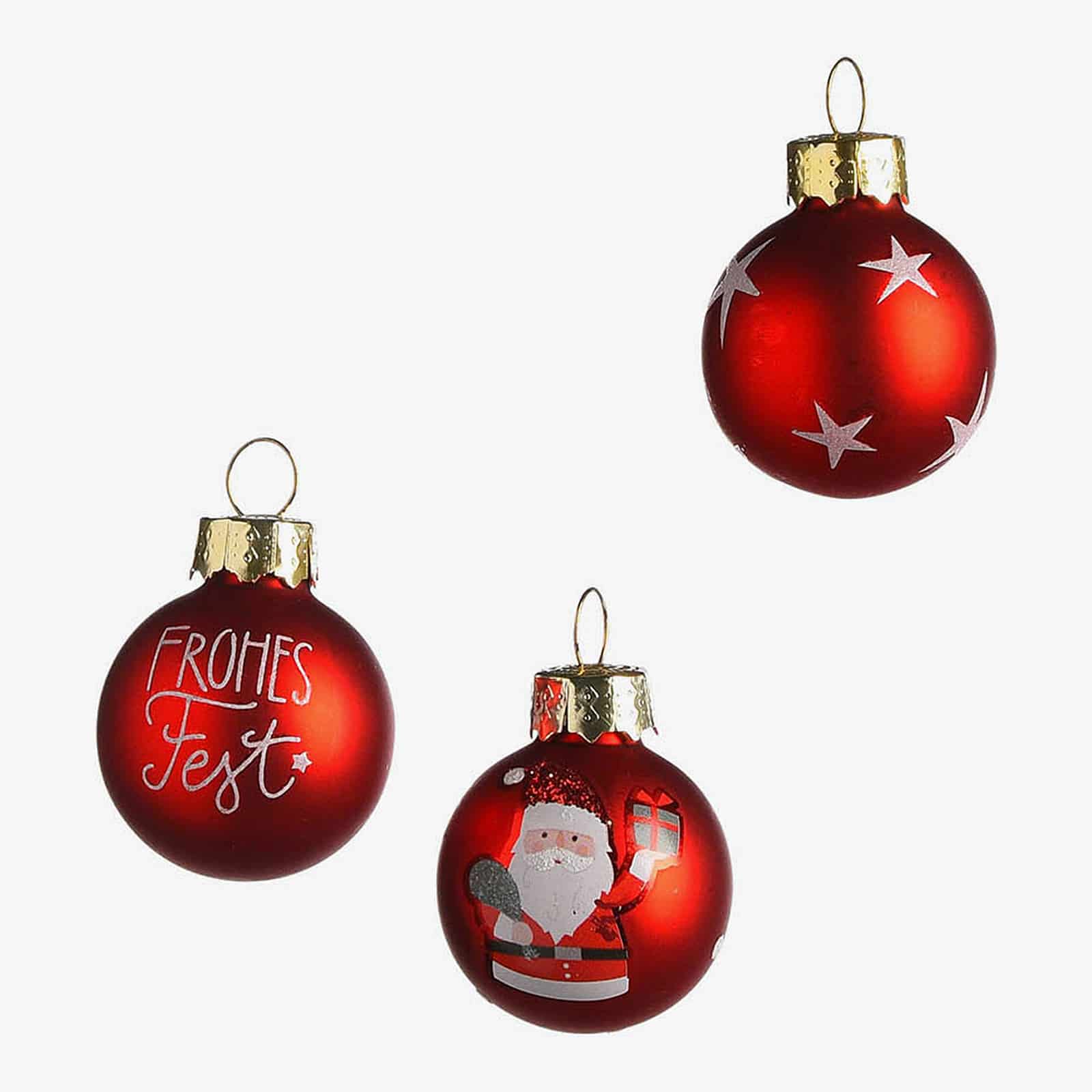 Glas-Mini-Weihnachtskugel Frohes Fest
