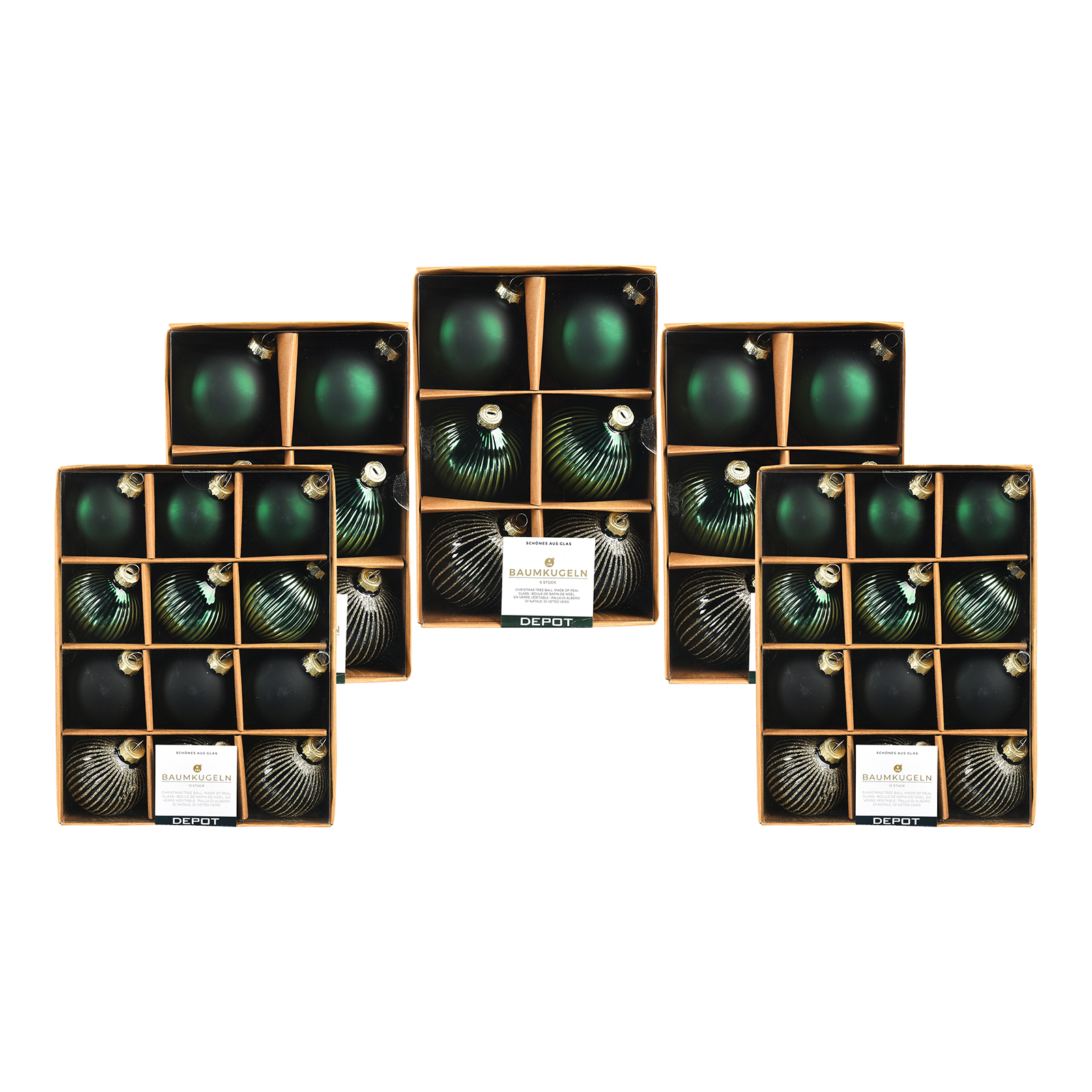 Glas-Weihnachtskugel-Set Rille