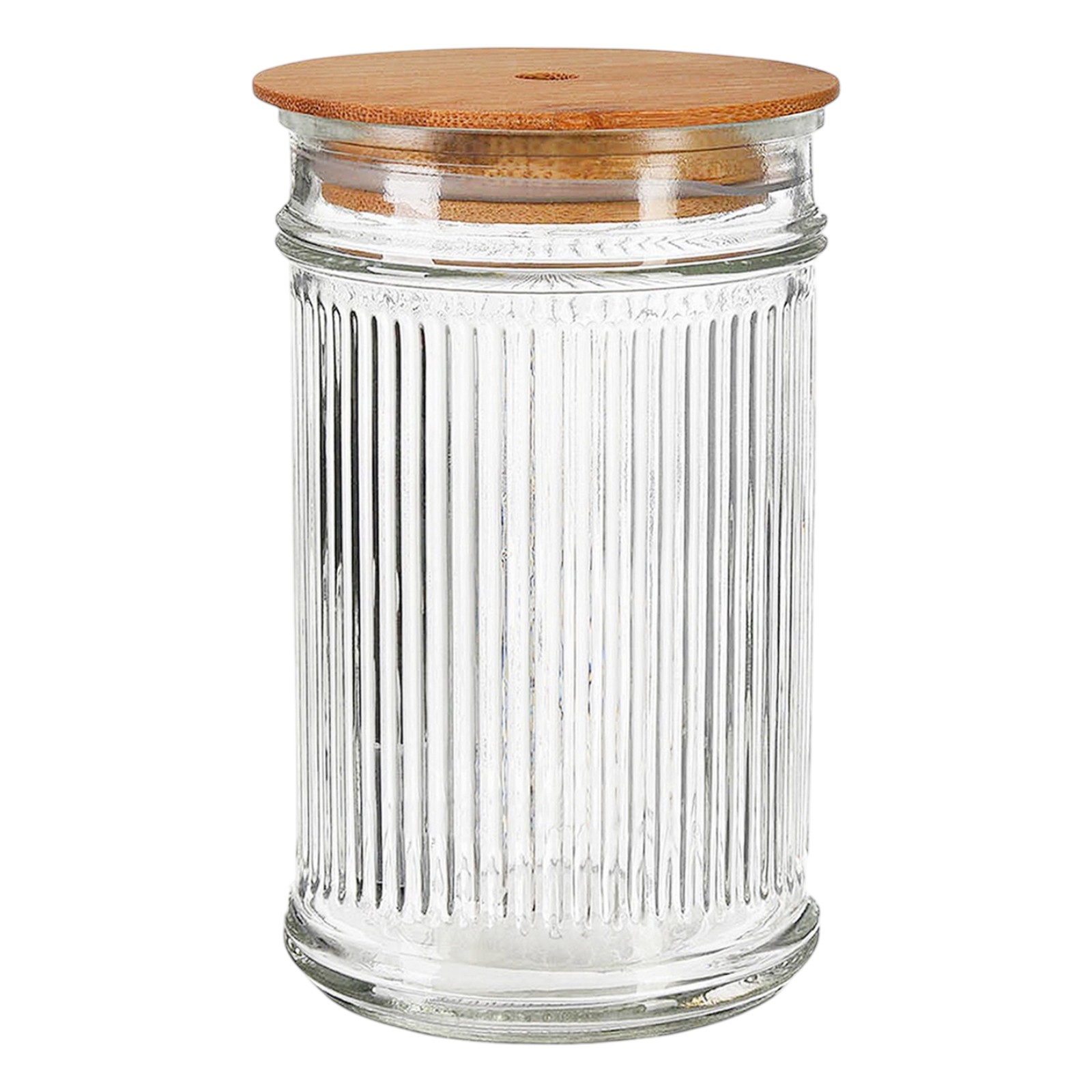 Trinkglas Rib mit Bambus-Deckel
