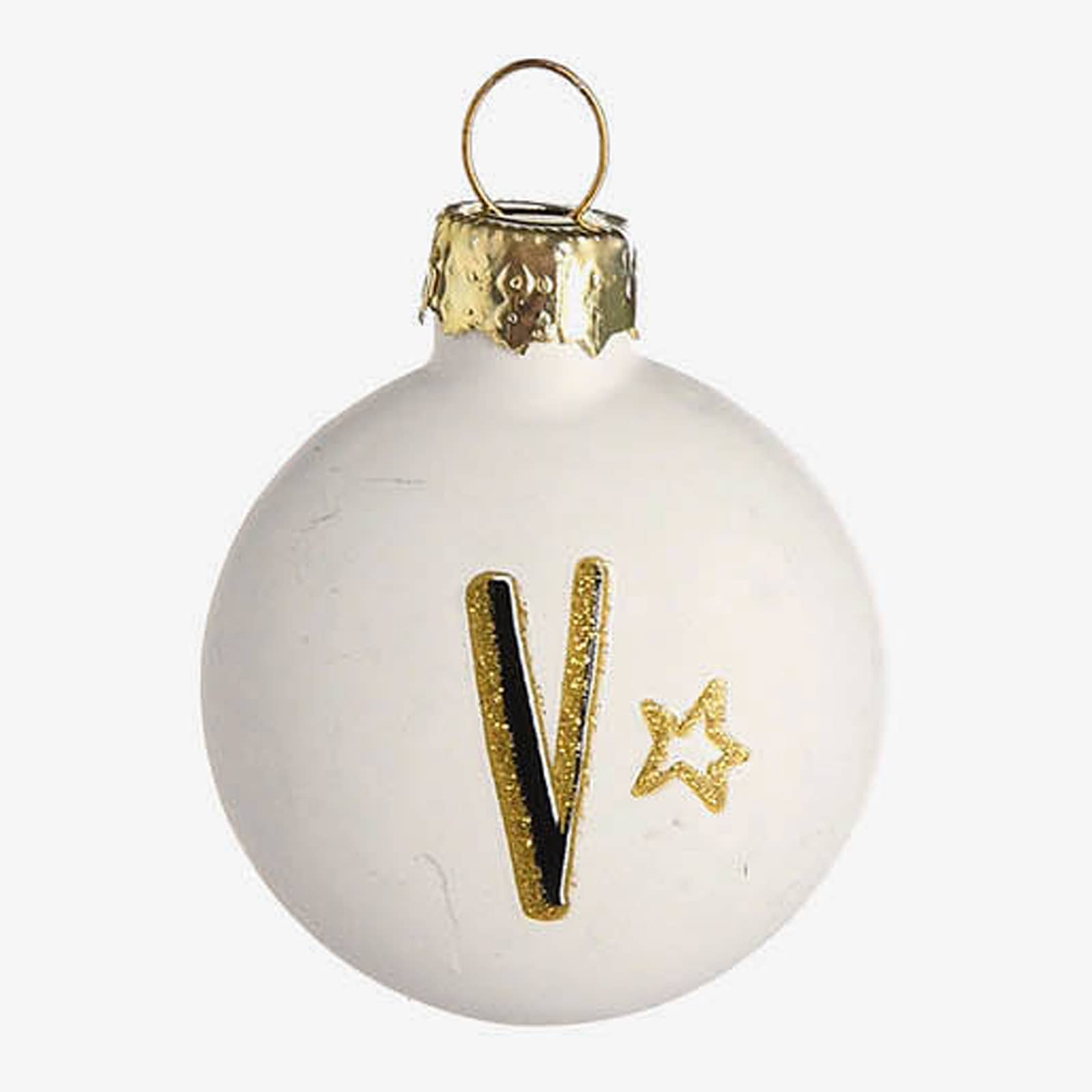 Glas-Baumschmuck Mini-Taler Monogramm V