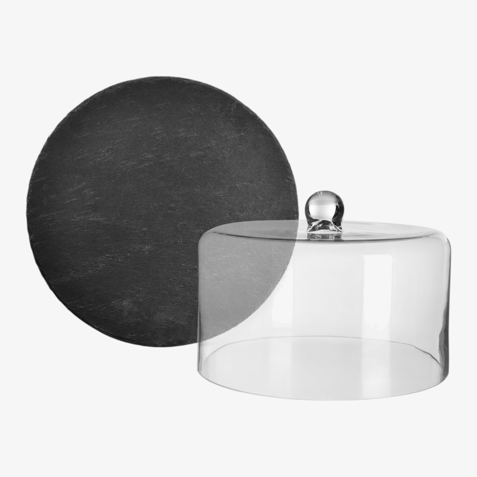 Glasglocke Esme mit Schiefer-Servierplatte 