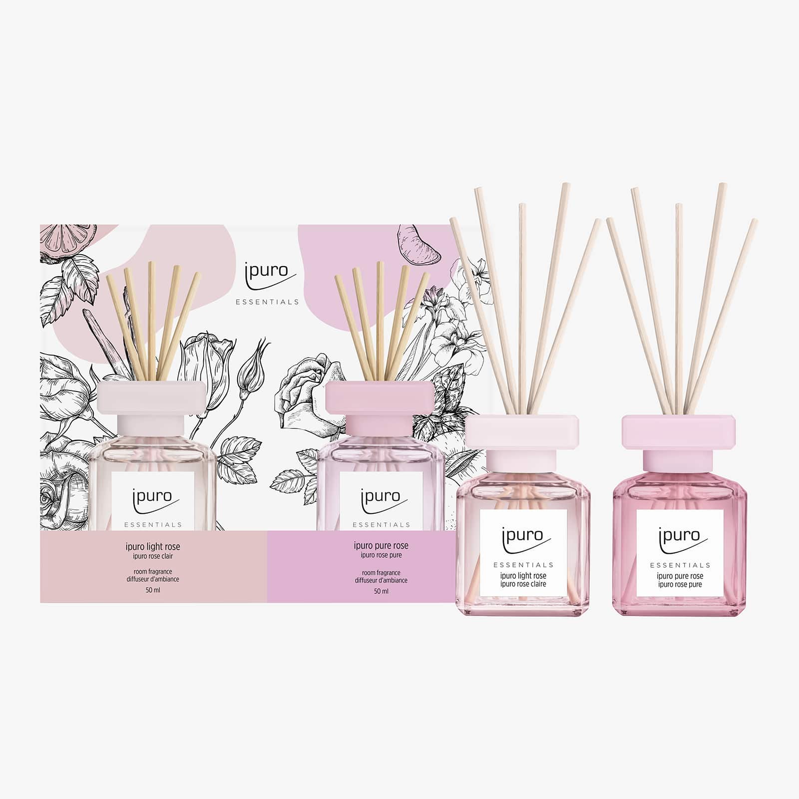 ESSENTIALS Raumduft-Set Light Rose & Pure Rose