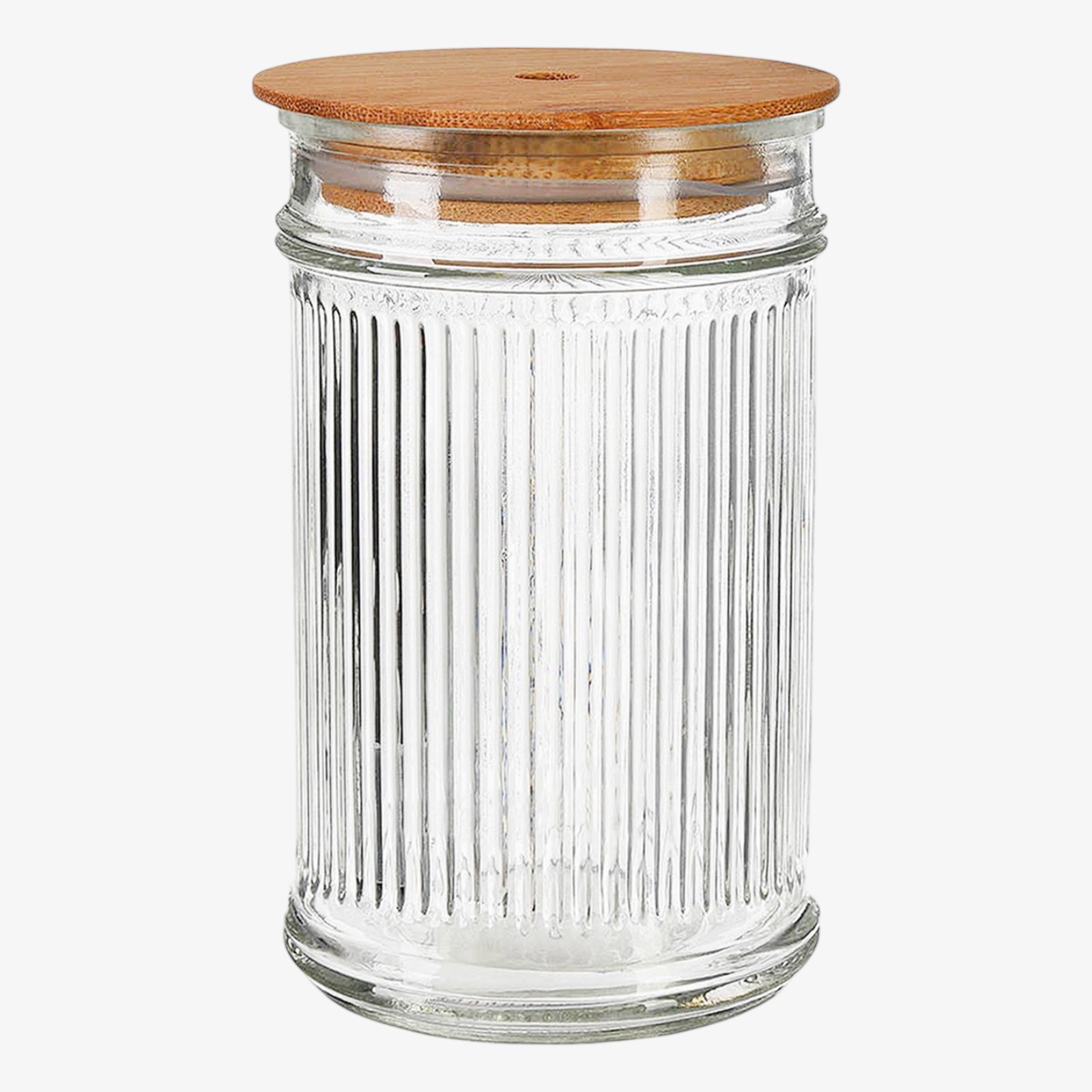 Trinkglas Rib mit Bambus-Deckel