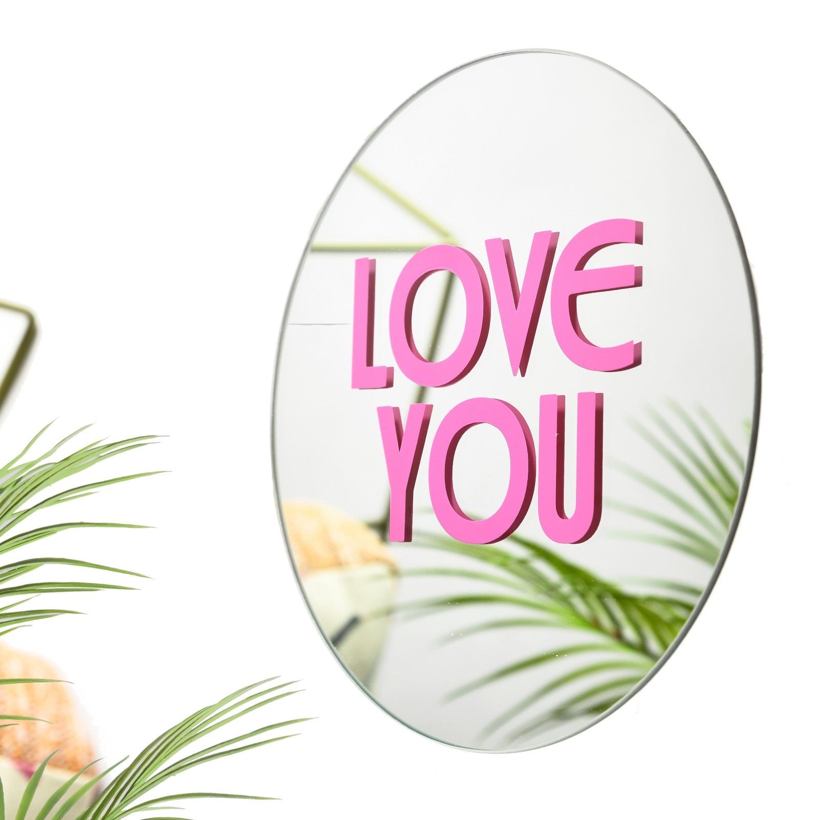 Glas-Wanddeko Love You, verspiegelt