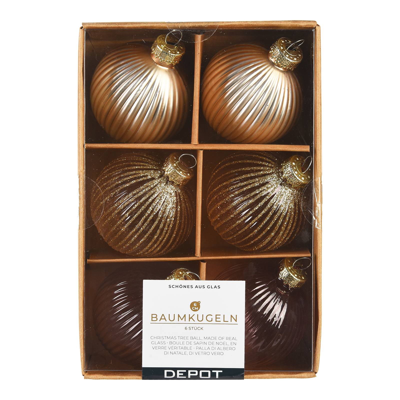 Glas-Weihnachtskugel-Set Rille