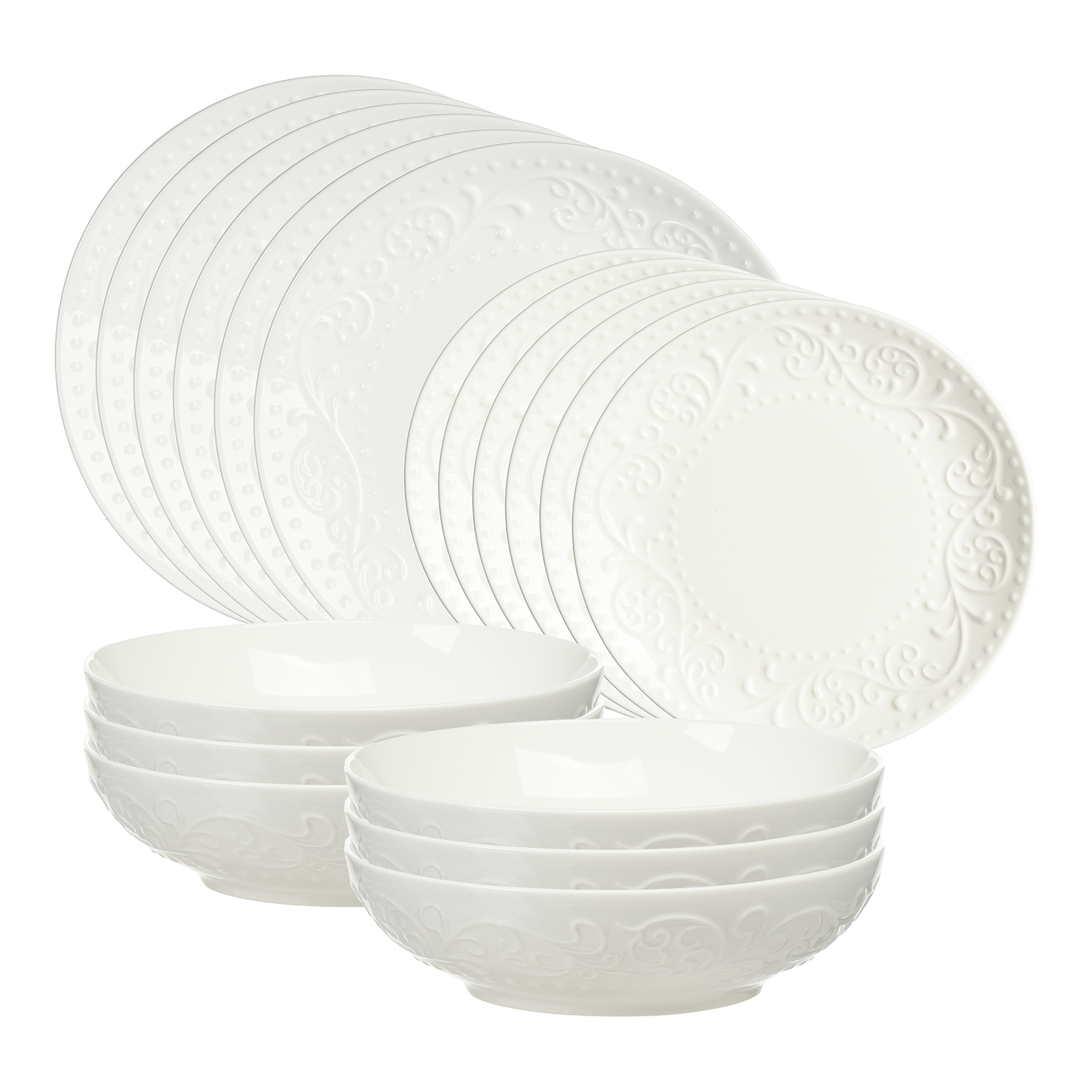 Geschirr-Set Relief Floral für 6 Personen