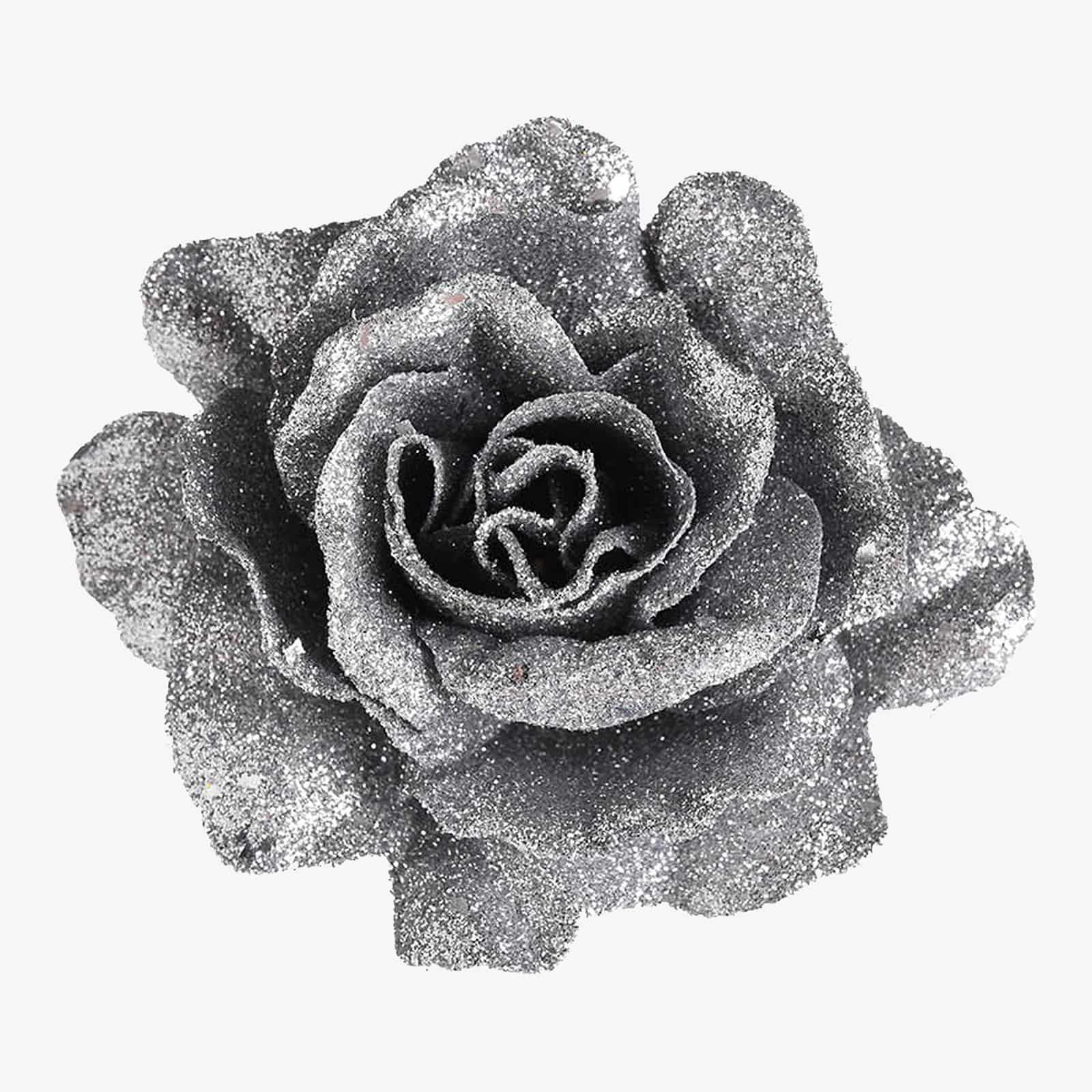 Glitzer-Kunstblume Rose auf Clip