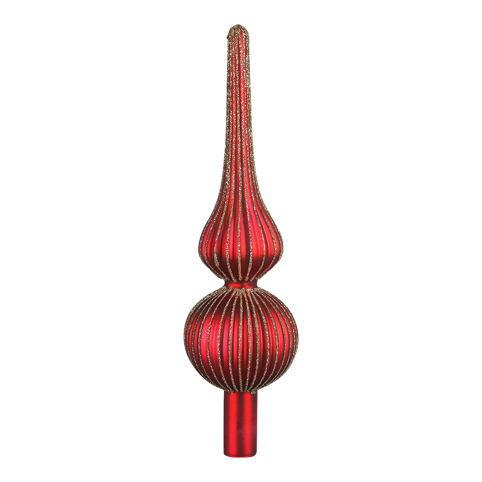 Glas-Weihnachtskugel-Set Rille mit Baumspitze