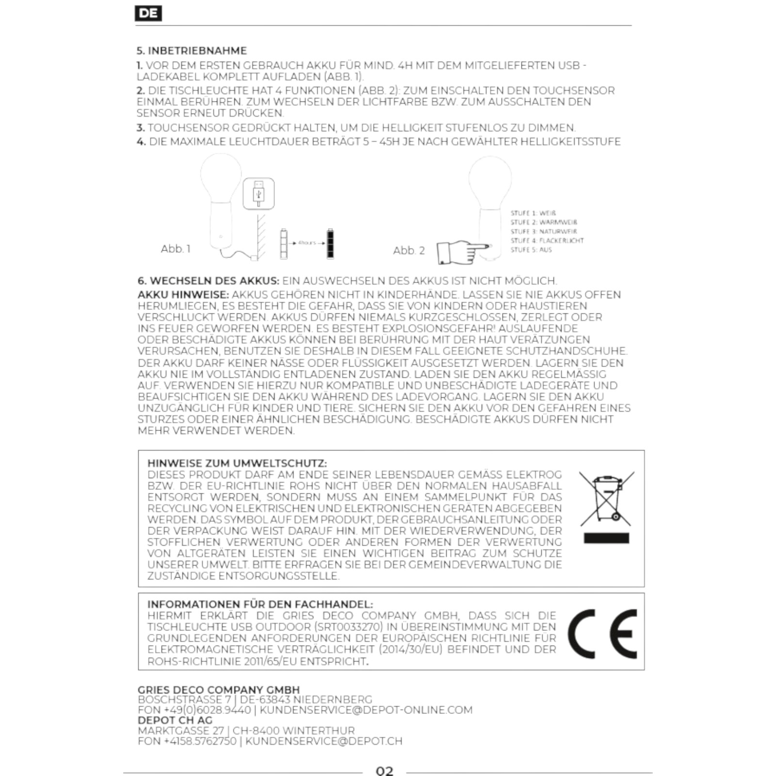 USB-Outdoor-Tischleuchte Glühbirne