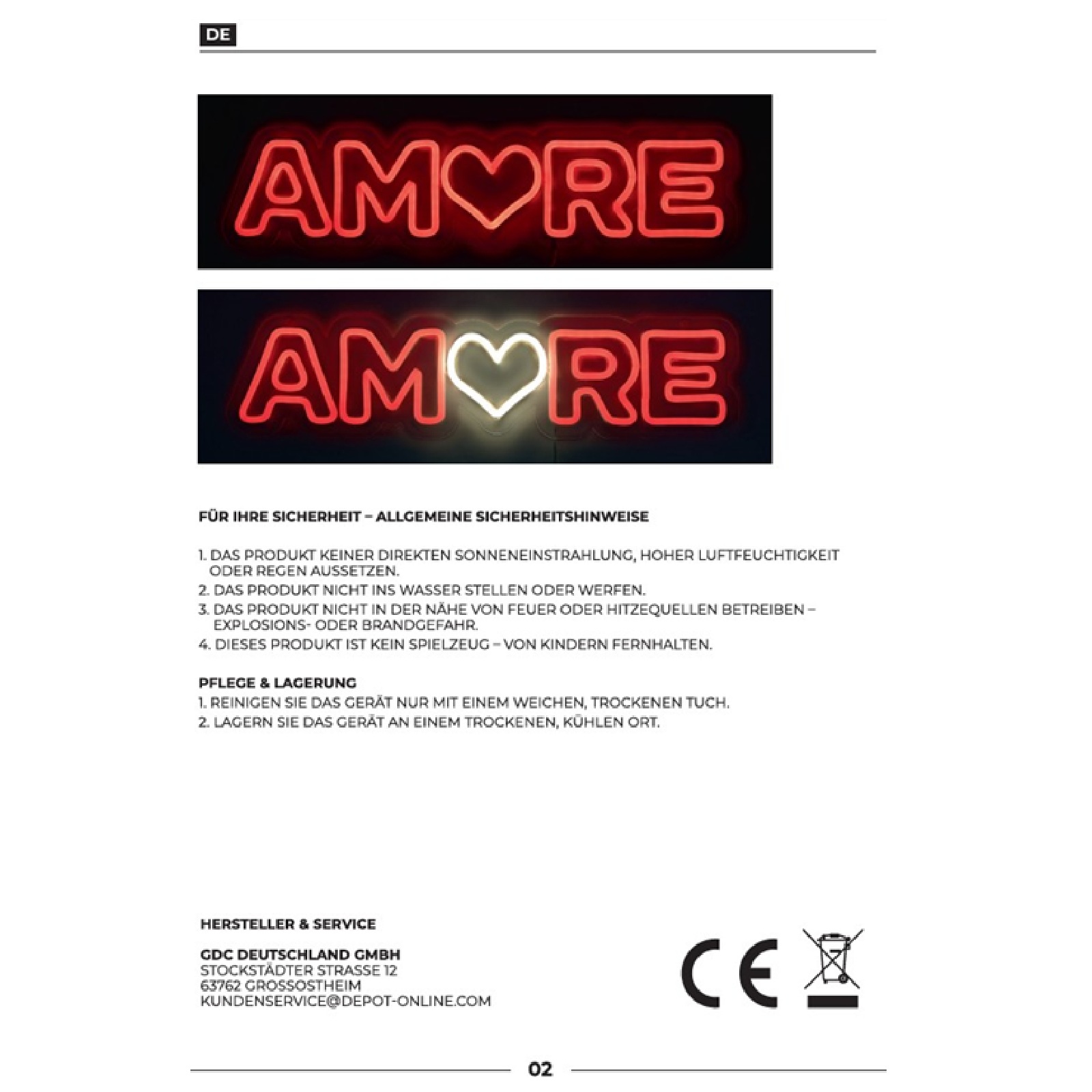 Lichtobjekt Amore