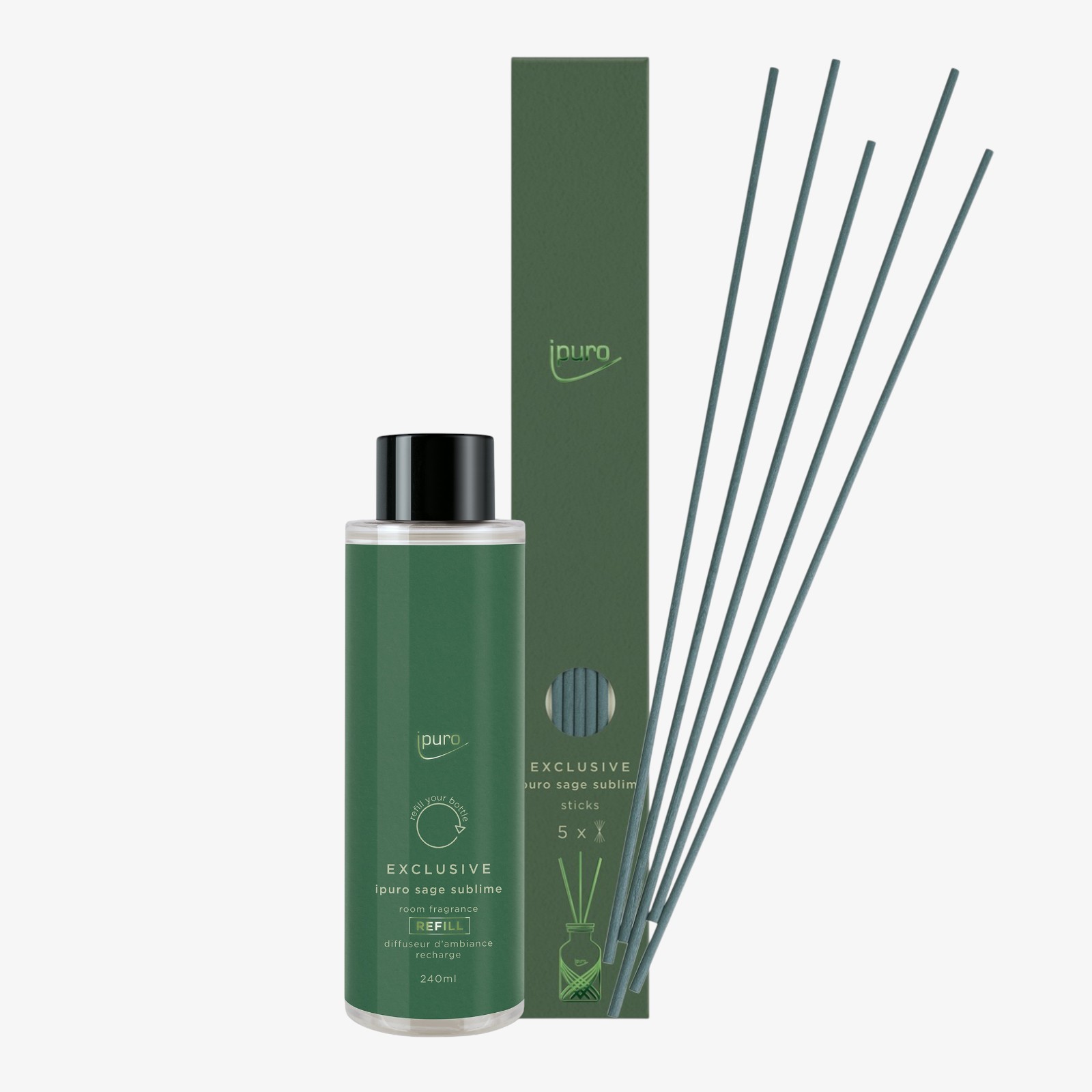 ipuro EXCLUSIVE Raumduft-Nachfüller Sage Sublime mit Sticks