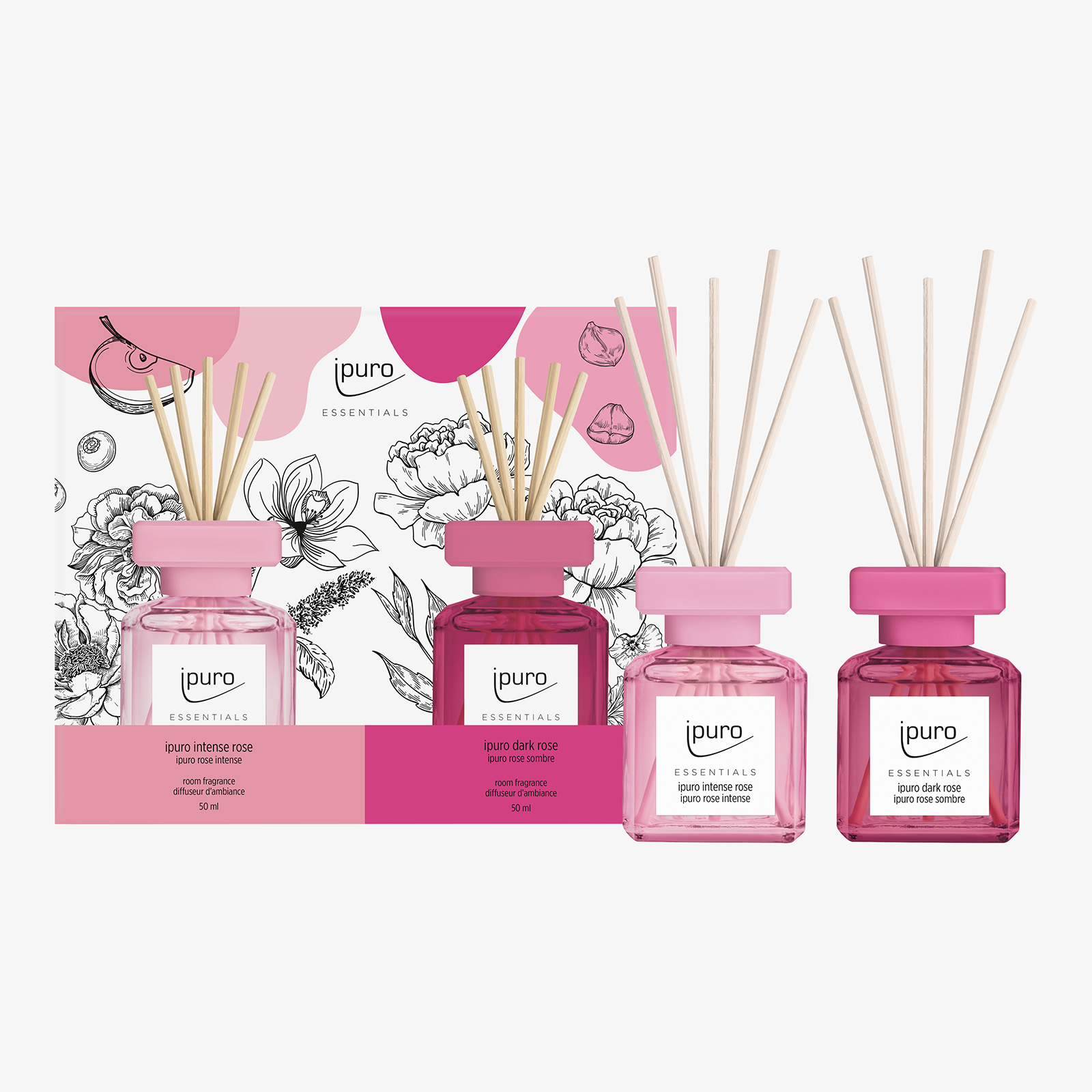 ipuro ESSENTIALS Raumduft-Set Intense Rose & Dark Rose