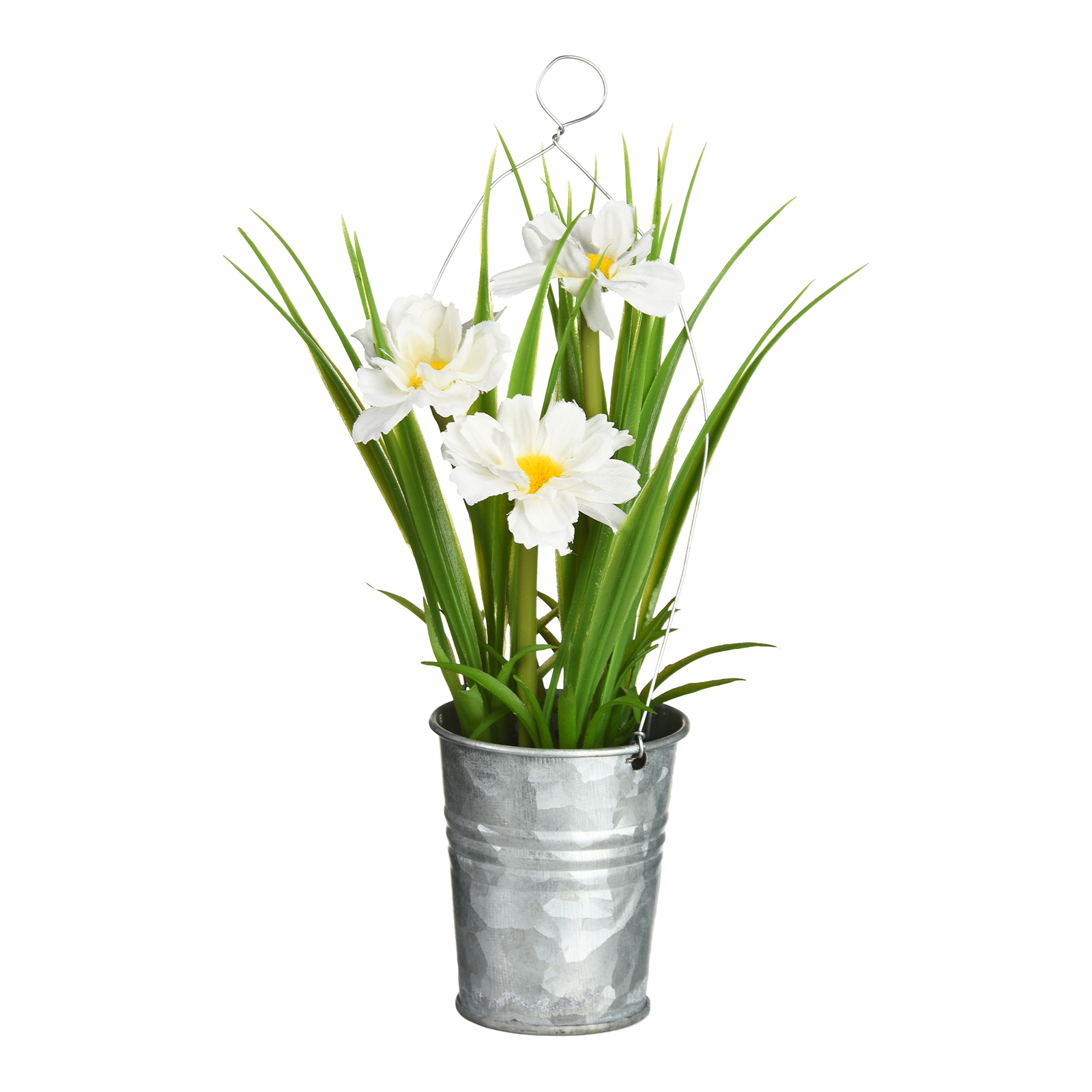 Kunstblume Gänseblümchen im Zinktopf