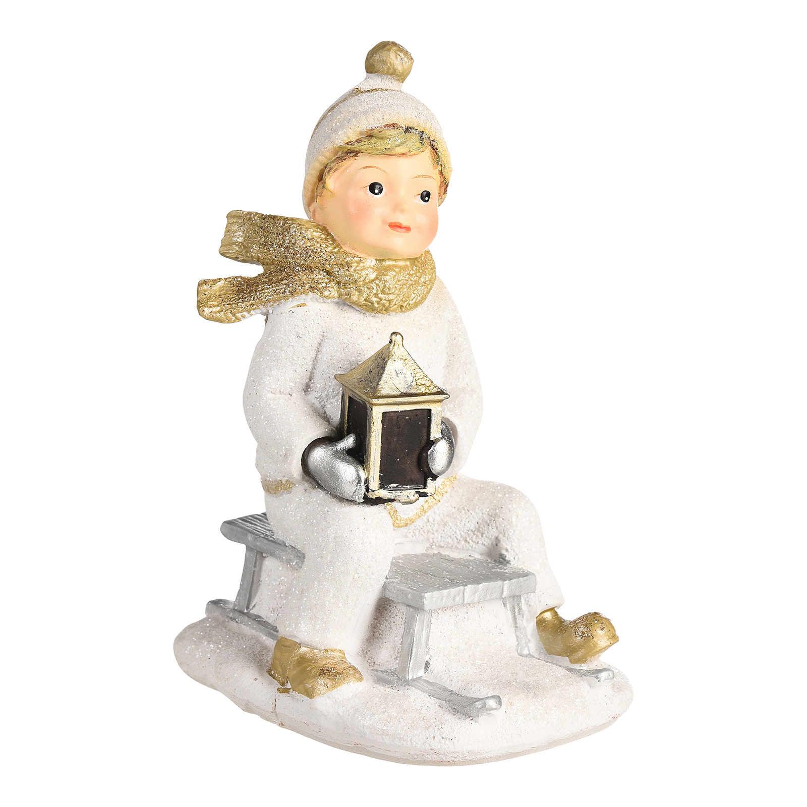 Deko-Figur Kind auf Schlitten