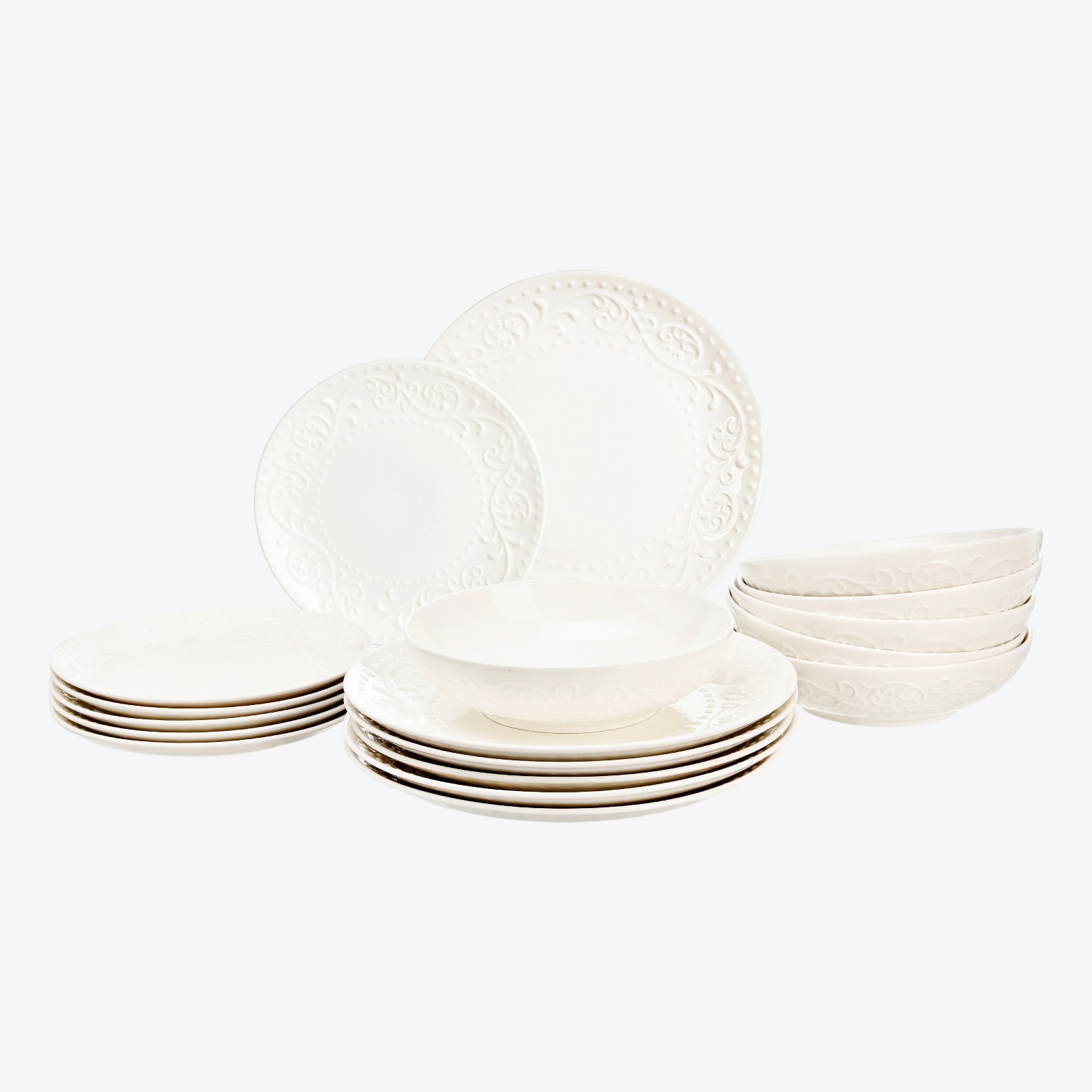 Geschirr-Set Relief Floral für 6 Personen