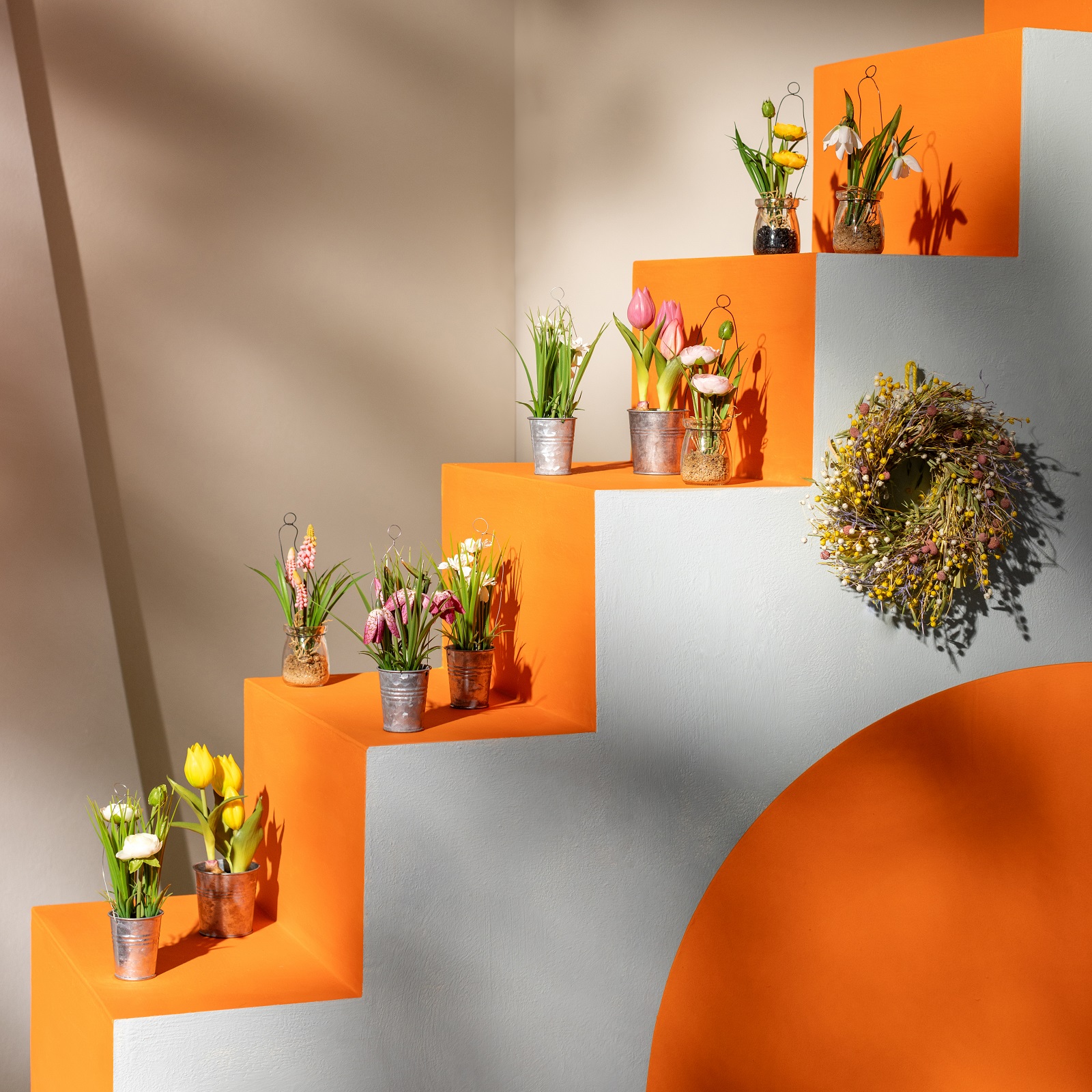 Kunstblume Gänseblümchen im Zinktopf