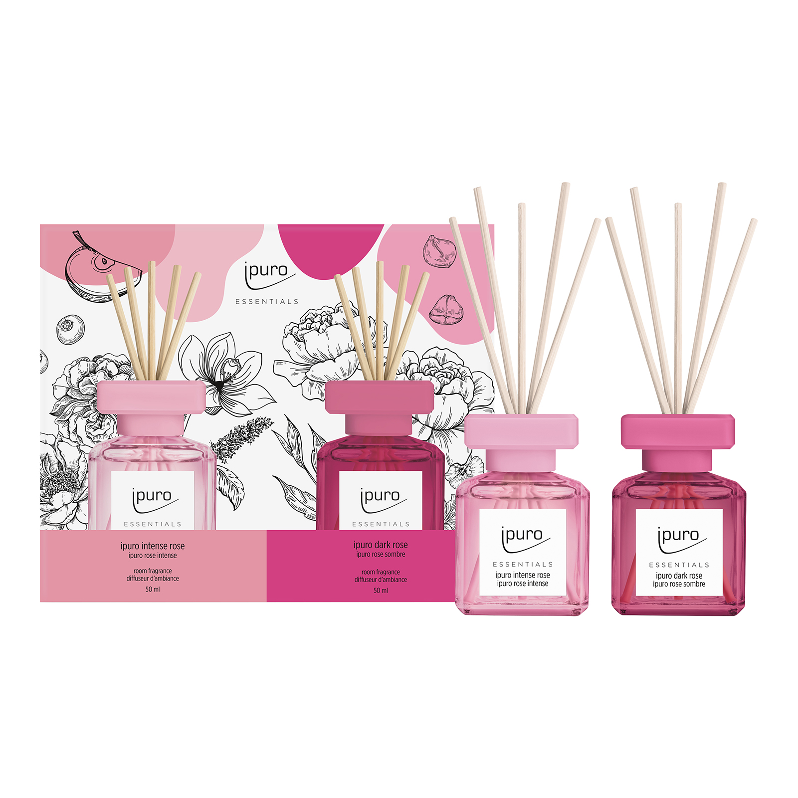 ipuro ESSENTIALS Raumduft-Set Intense Rose & Dark Rose