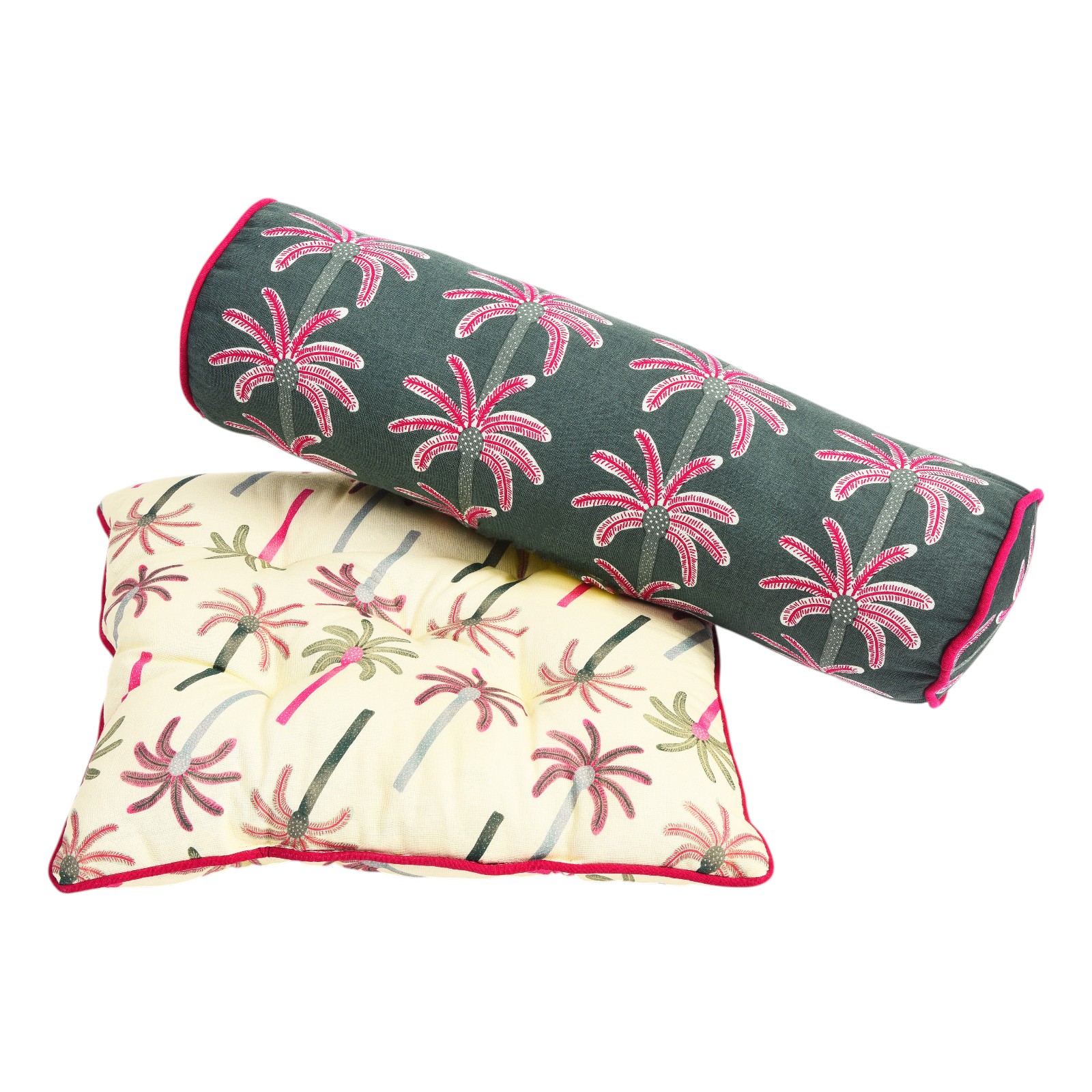 Outdoor-Sitzkissen Palms mit Nackenrolle