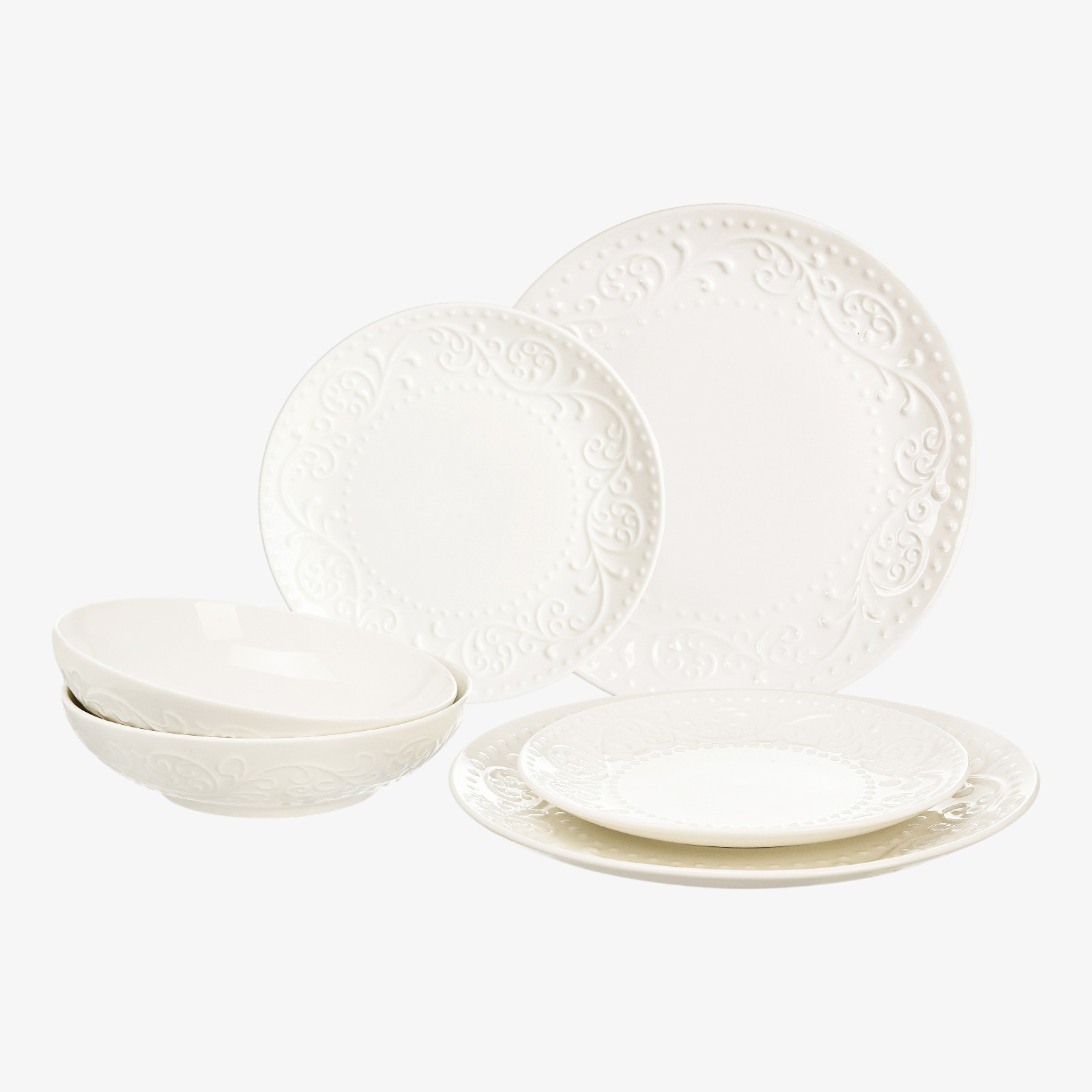 Geschirr-Set Relief Floral für 2 Personen