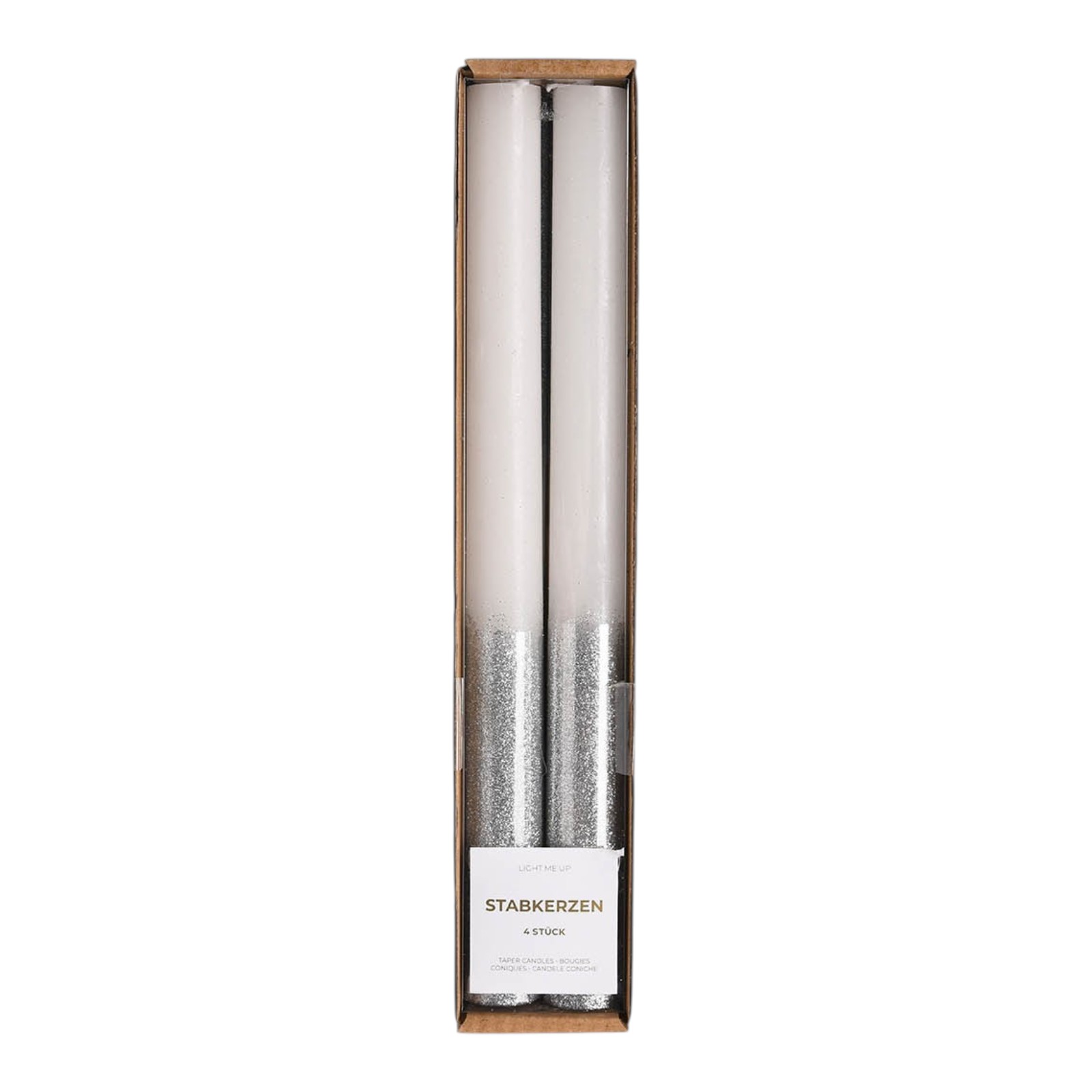 Stabkerzen Silver-Glitter