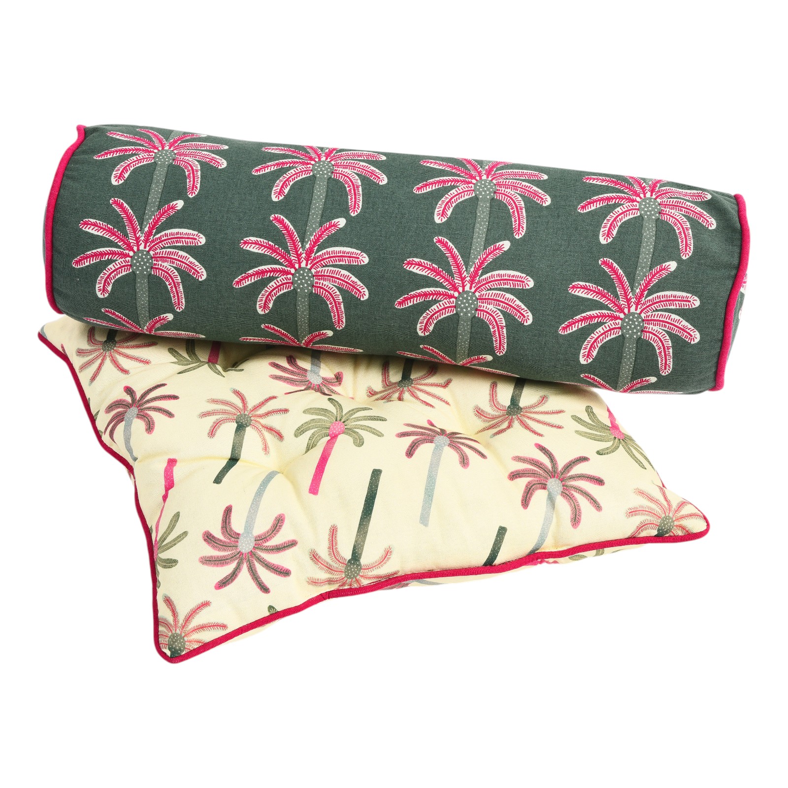 Outdoor-Sitzkissen Palms mit Nackenrolle