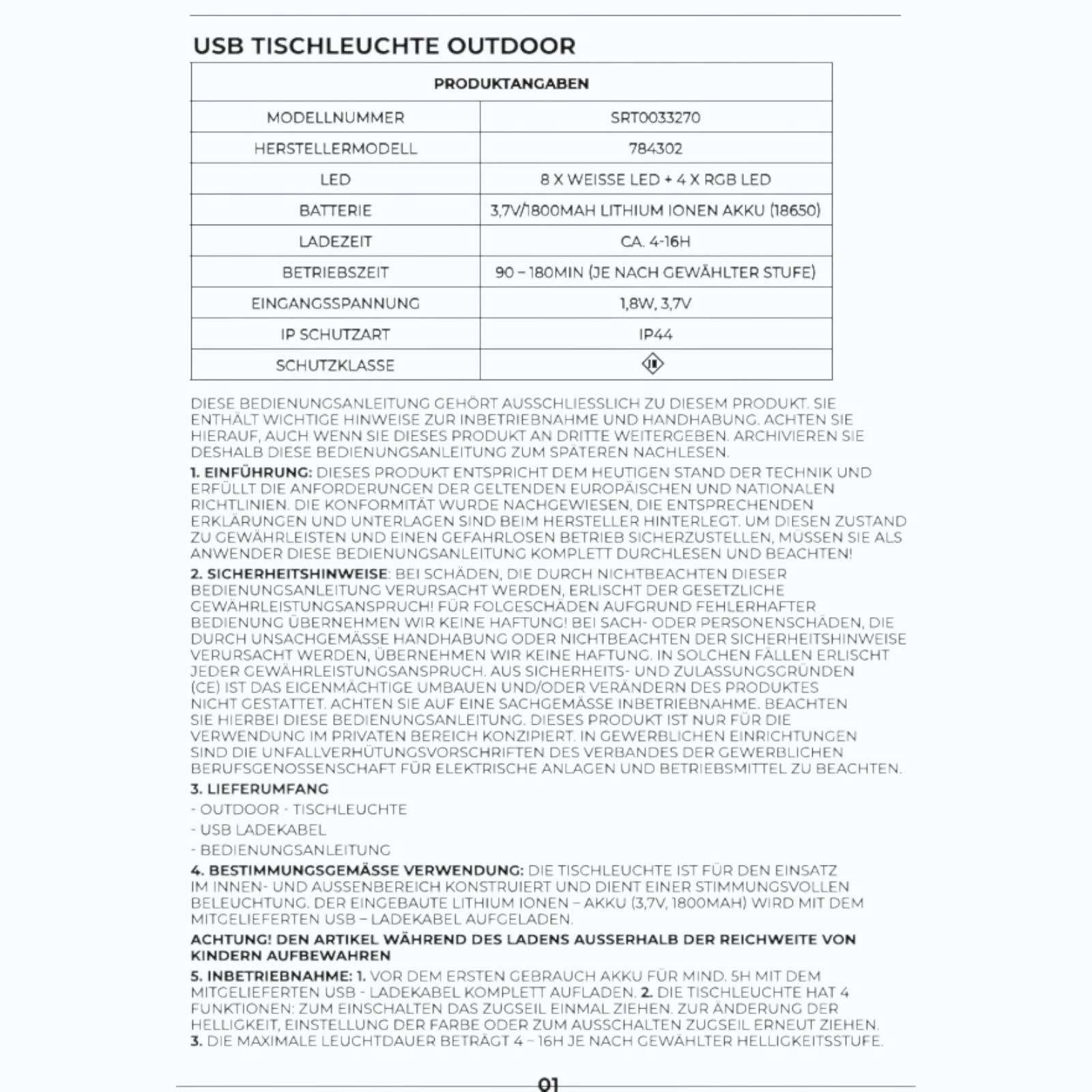 USB-Outdoor-Tischleuchte