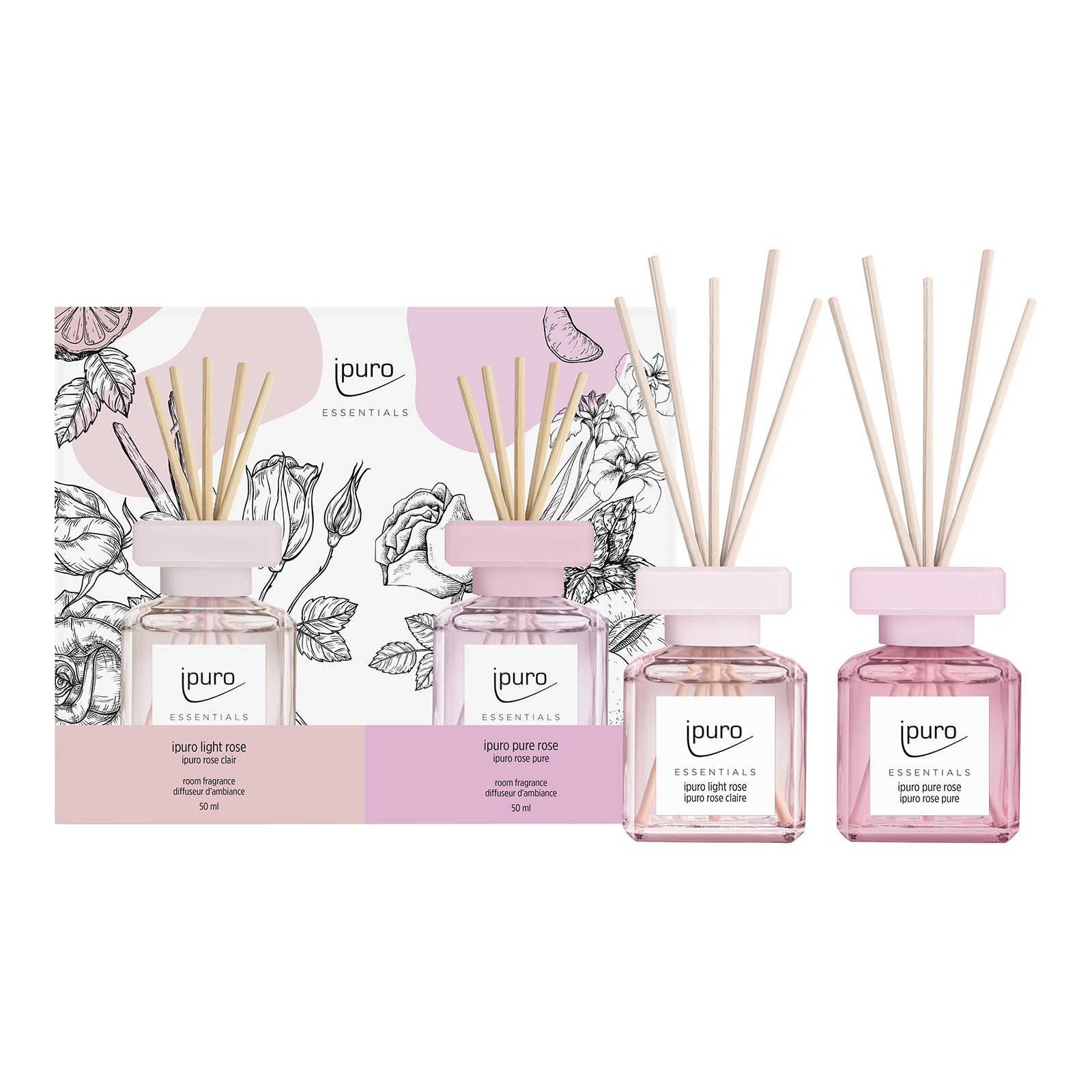 ESSENTIALS Raumduft-Set Light Rose & Pure Rose