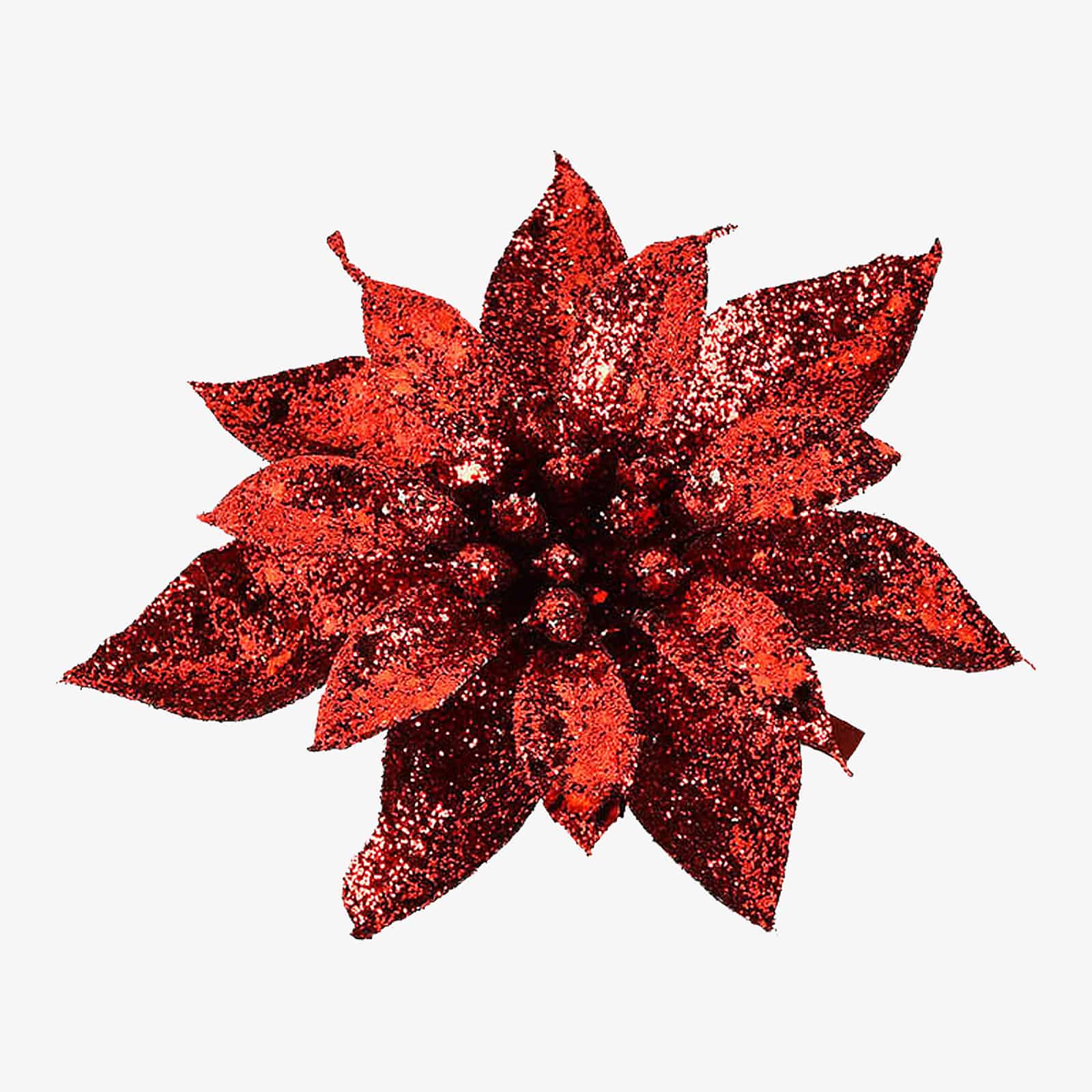 Glitzer-Kunstblume Weihnachtsstern auf Clip