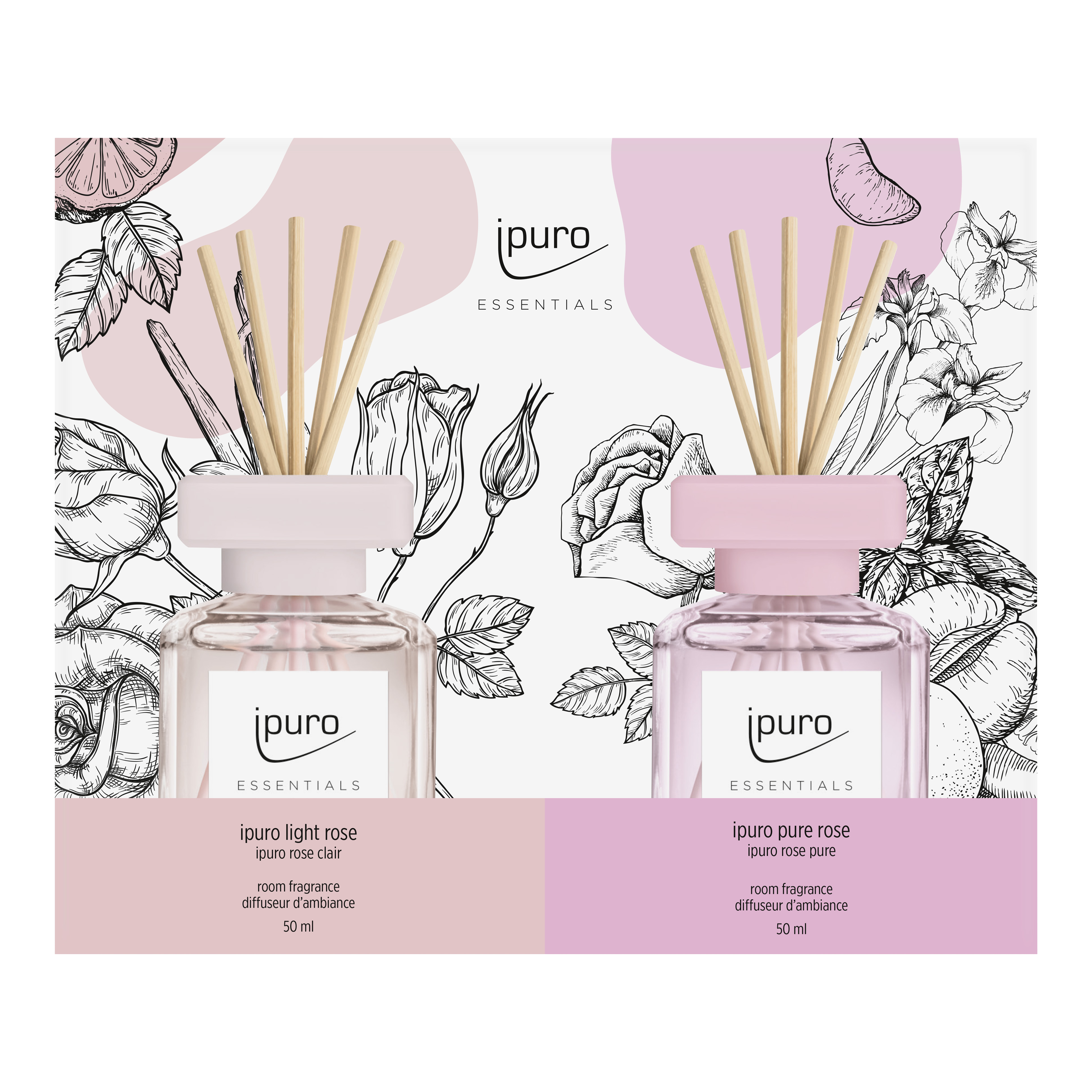 ESSENTIALS Raumduft-Set Light Rose & Pure Rose