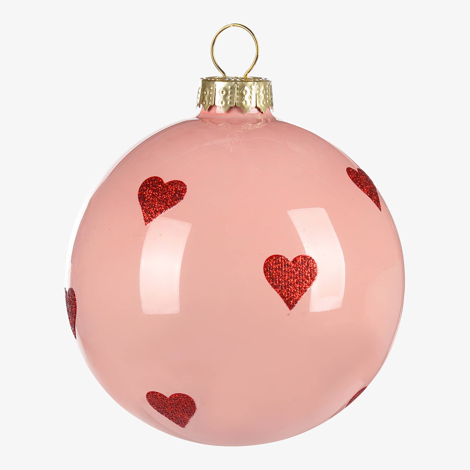 Glas-Weihnachtskugel Hearts